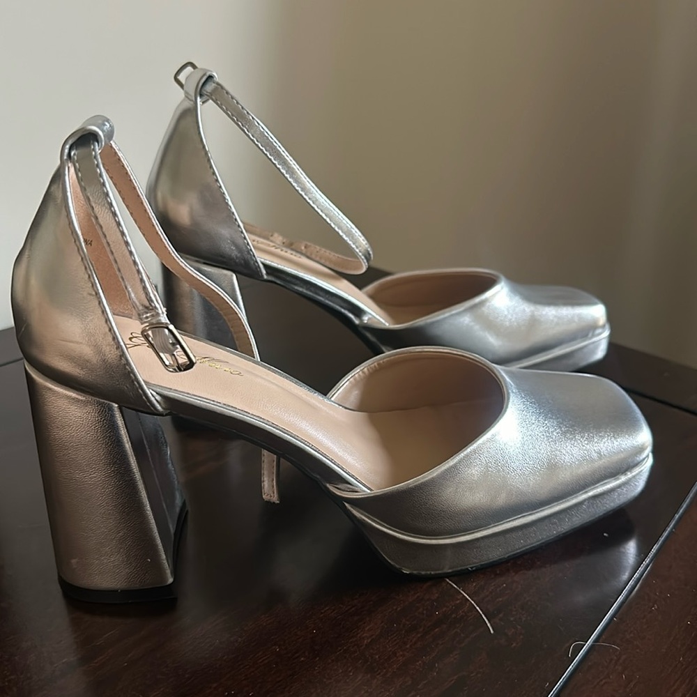Silver platform heels
